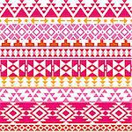 Vector pink and yellow folk seamless Aztec ornament, ethnic collection, tribal art