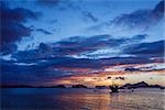 Sunset with boat in the Palawan Island in the Philippines.