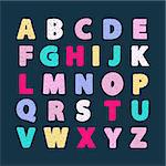 Alphabet vector creative abc isolated on a black background