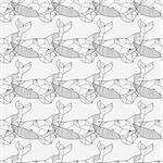 Seamless sea pattern with hand drawn whales - Doodle fish pattern
