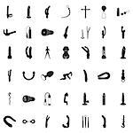 Vector Set of Black Sex Shop and Sex Toys Icons