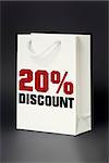 An image of a white shopping bag 20 percent discount