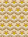 Old sixties wallpaper with yellow and brown flowers