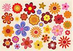 Vector illustration of the flowers design and colors during the sixties and the seventies