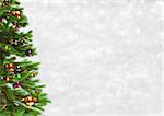 Decorated christmas tree on bokeh background - 3D illustration.