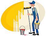 Vector illustration of a painter with roller