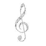 Treble clef sign made up from black music notes isolated on white