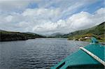 A wooden boat on Lough Leane (Lower Lake) in Killarney National Park, County Kerry, Ireland, Europe