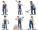 Vector illustration of a six farmers set