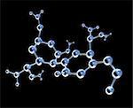Abstract molecular structure. Isolated on black background. 3d render