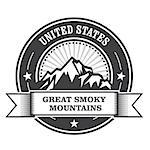 Great Smoky Mountains stamp - label with ribbon