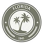 Florida stamp - FL state label with palm trees