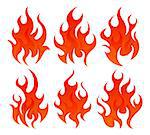 Six simple fire icon on white background