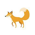 Fox Smiling Standing Like A Dog Stylized Cute Childish Flat Vector Drawing Isolated On White Background
