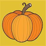 Ripe pumpkin, autumn harvest, pop art illustration. Farm product, vegetables. Thanksgiving and Halloween holiday
