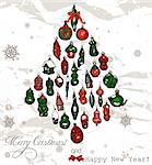 Vintage Christmas card with snowflakes. Vector illustration EPS8