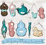 Set of real vintage Christmas decorations 2. Vector illustration EPS8