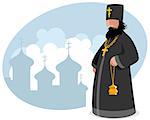 Vector illustration of a orthodox priest with censer