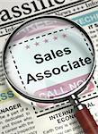 Sales Associate - Jobs in Newspaper. Sales Associate. Newspaper with the Job Vacancy. Job Seeking Concept. Selective focus. 3D.