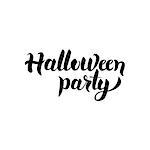 Halloween Party Handwritten Lettering. Vector Illustration of Ink Brush Calligraphy Isolated over White Background. Hand Drawn Cursive Text.