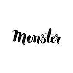 Monster Lettering. Vector Illustration of Hand Drawn Ink Calligraphy. Word Isolated over White Background.