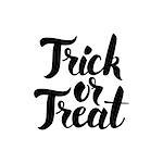 Trick or Treat Handwritten Card. Vector Illustration of Ink Brush Calligraphy Isolated over White Background.