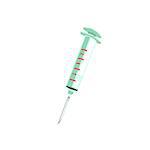 Classic Vaccination Syringe Hospital And Healthcare Themed Illustration. Cool Colorful Vector Sticker In Stylized Geometric Cartoon Design