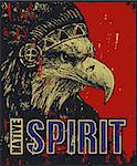native American poster, eagle in war bonnet, vector illustration