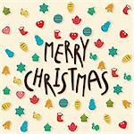 creative merry christmas festival greeting design with christmas object vector
