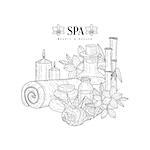 Spa Beauty And Health Care Hand Drawn Realistic Sketch. Artistic Pencil Detailed Contour Illustration On White Background.
