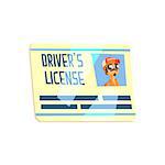 Trucker Drivers License Truck Driver Job Related Item Cool Colorful Vector Illustration In Stylized Geometric Cartoon Design