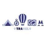 Camping Travel Symbols Set By Five In Line Shades Of Blue Clipart Vector illustration On White Background