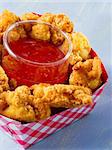 close up of rustic popcorn fried chicken nugget