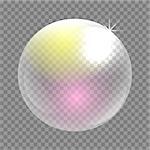 Transparent soap bubble vector clip art. Iridescent bubble sphere circle.
