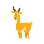 Gazelle Toy Exotic Animal Drawing. Silly Childish Illustration Isolated On White Background. Funny Animal Colorful Vector Sticker.