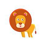 Lion Toy Exotic Animal Drawing. Silly Childish Illustration Isolated On White Background. Funny Animal Colorful Vector Sticker.
