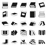 vector black book icons set on white background