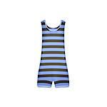 Striped retro swimsuit in blue and black design on white background