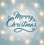 Decorative shining Christmas background with greeting inscription. Merry Christmas lettering.