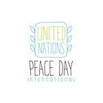 United Nation Peace Day Label Design In Light Colors. Vector Logo Template With Text On White Background.