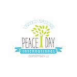 International September Peace Day Label Design In Light Colors. Vector Logo Template With Text On White Background.