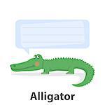 Green alligator vector illustration.Cartoon reptile vector .Danger animal isolated on a white background with template speech bubble.Zoo animal.African alligator animal