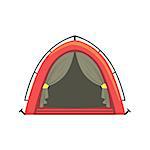 Small Red Bright Color Tarpaulin Tent. Simple Childish Vector Illustration Isolated On White Background