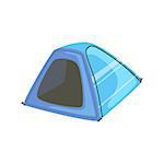 Small Blue Bright Color Tarpaulin Tent. Simple Childish Vector Illustration Isolated On White Background