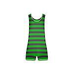 Striped retro swimsuit in green and black design on white background