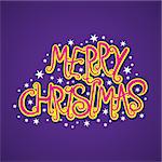 creative merry christmas typography design with white star vector