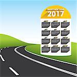 creative new year 2017 calendar on distance mile pillar design