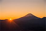 Mt. Fuji at sunrise viewed from Kushigatayama, Minamiarupusu city, Yamanashi prefecture, Japan