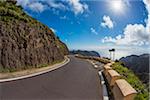 Mountain Pass Road with Sun, Teno Mountains, Masca, Tenerife, Canary Islands, Spain