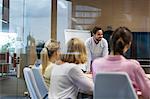 Businessman leading meeting in conference room